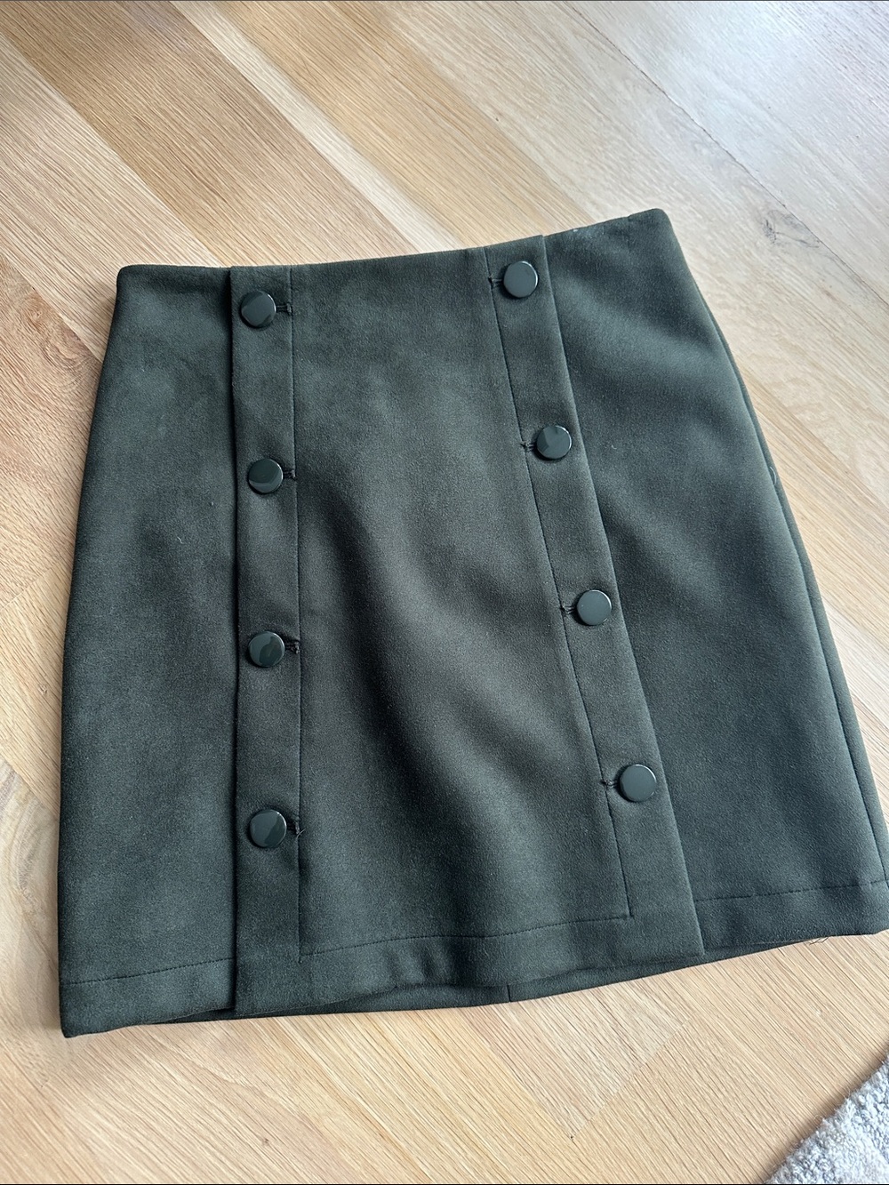 LOFT Olive Green Button-Front Mini Skirt